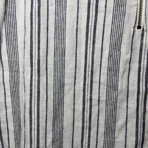 NWT Ellen Tracy Women's S Linen Blouse Blue Striped Sleeveless Beachy Tank Zip - Picture 2 of 11